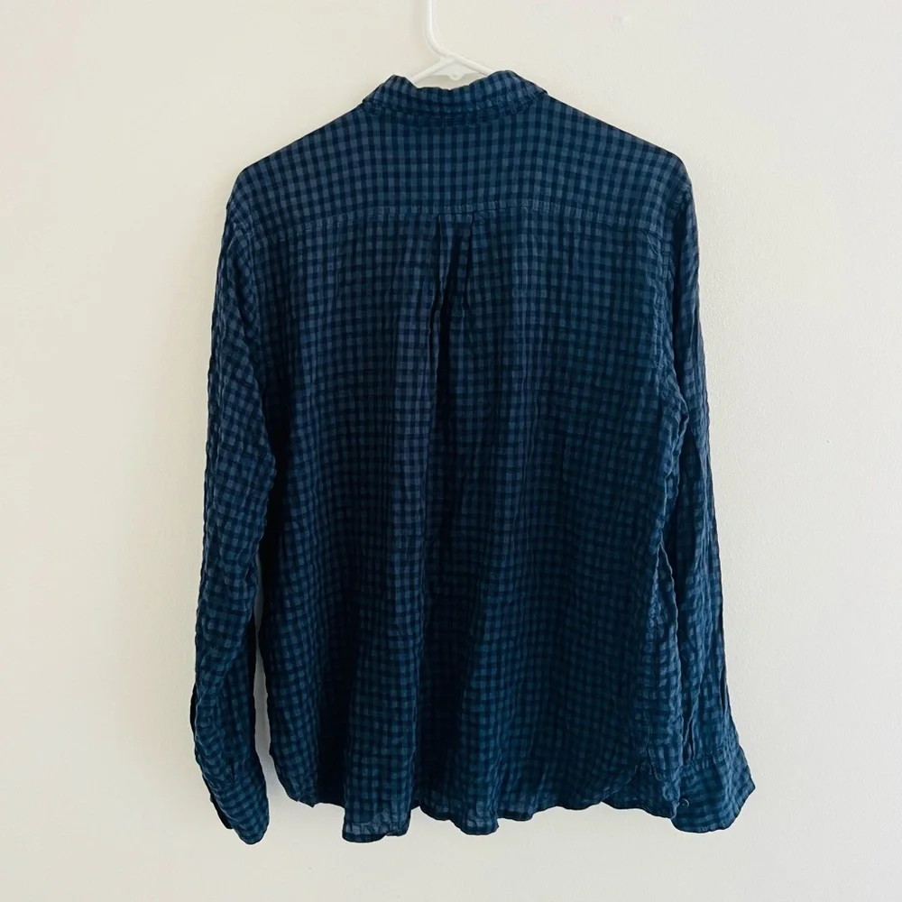 J. Crew Blue Gingham Button Front Long Sleeve Tunic 12
